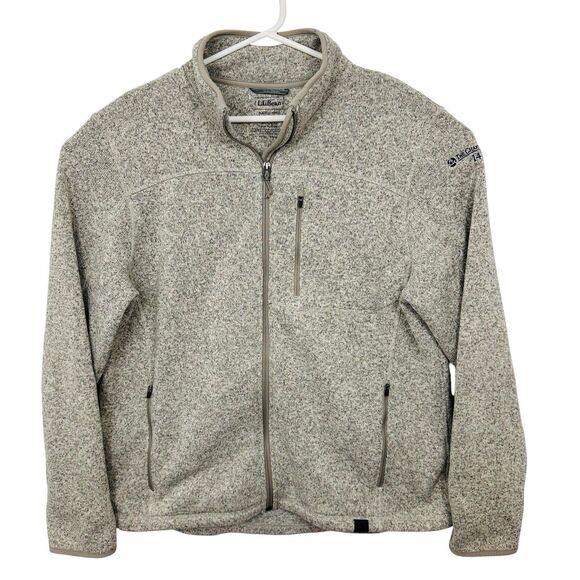 LL Bean Full Zip Fleece Sweater Jacket Slightly Fitted Mens Size XL Reg Gray EUC - Picture 1 of 8